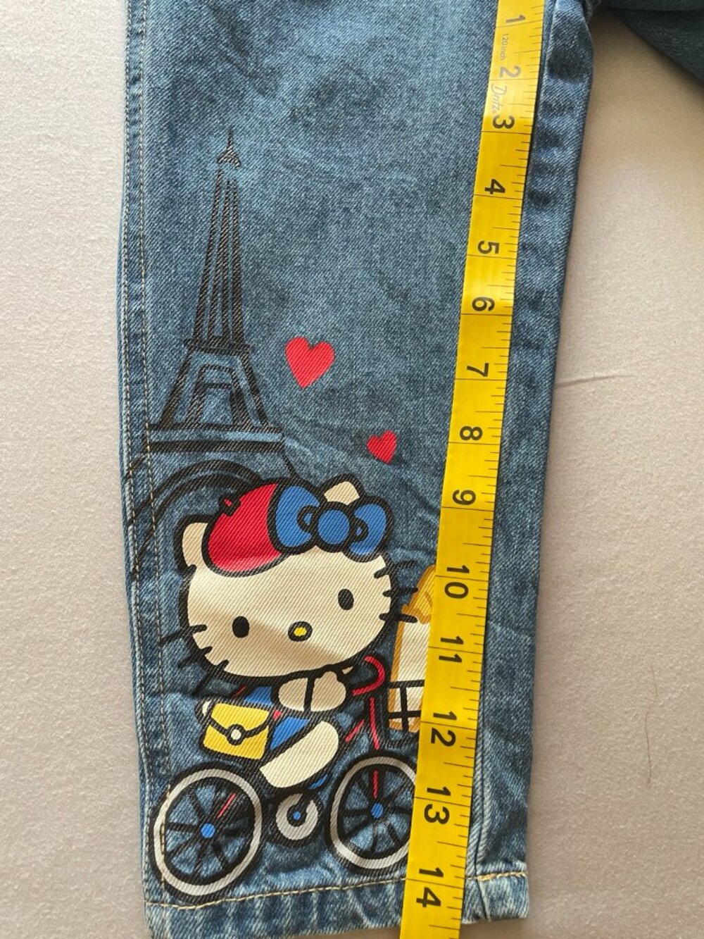 Hello Kitty Sanrio Girls 4T Denim Overalls Eiffel Tower Bicycle - Picture 10 of 10